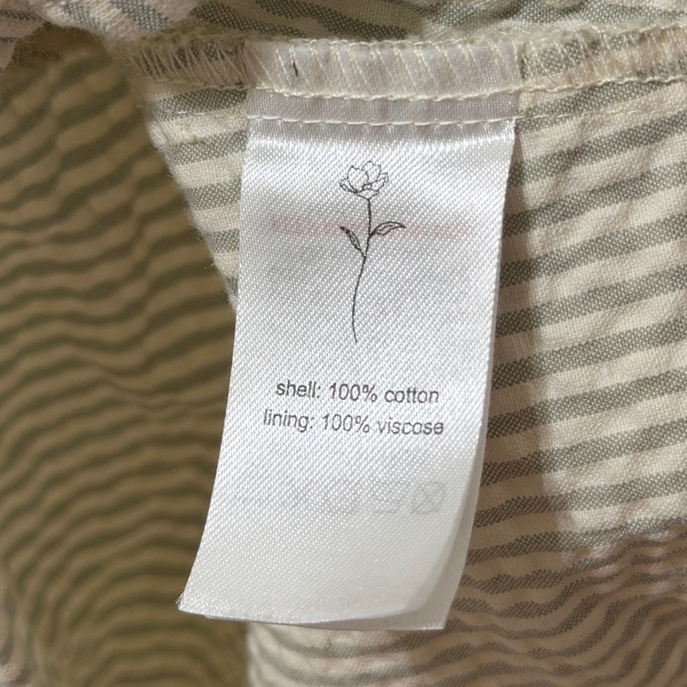 NORALEE BETSY DRESS SIZE SMALL STRIPED SAGE GREEN COTTON COTTAGE CORE MIDI - Picture 8 of 8